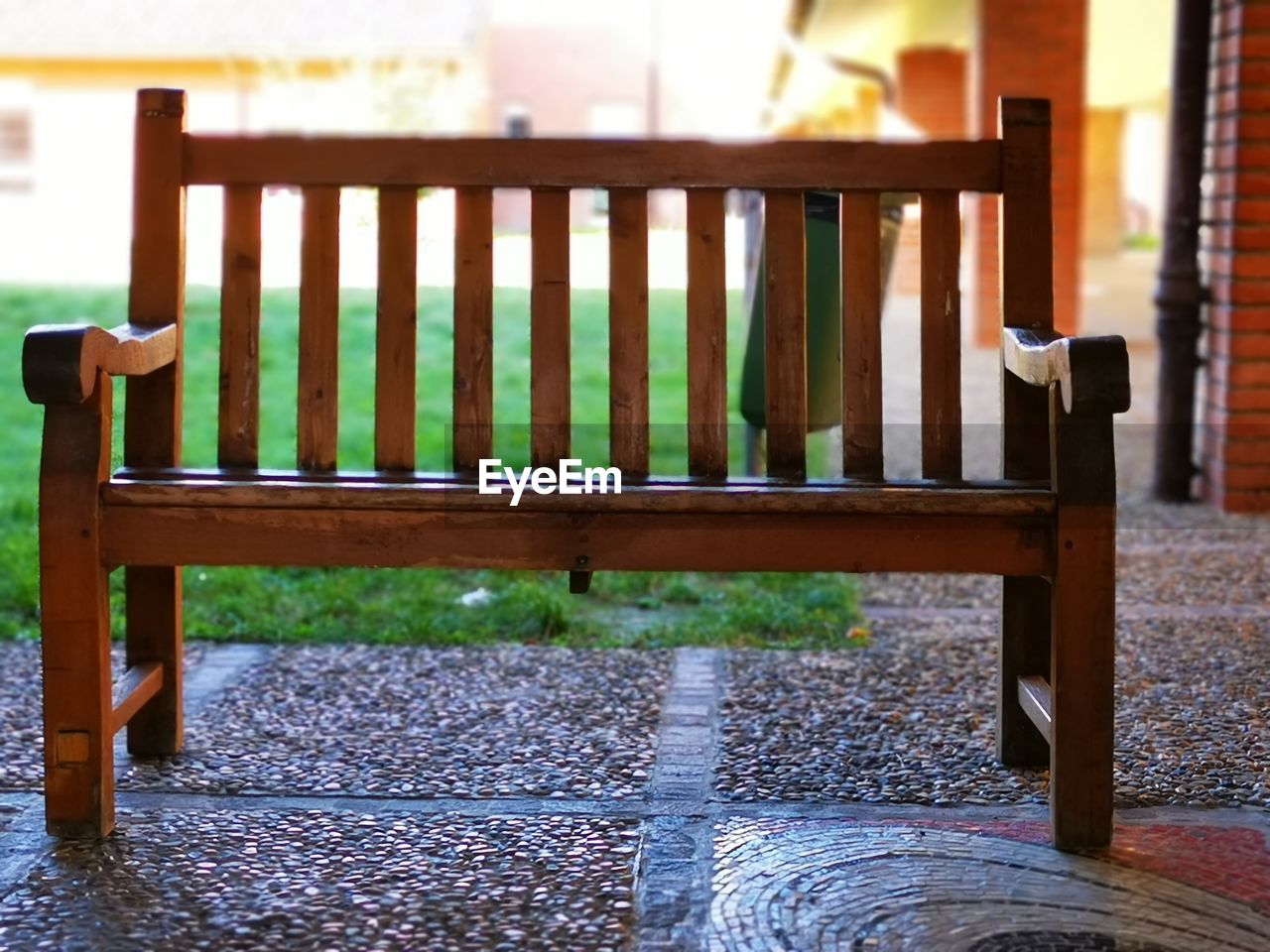 Empty bench in park