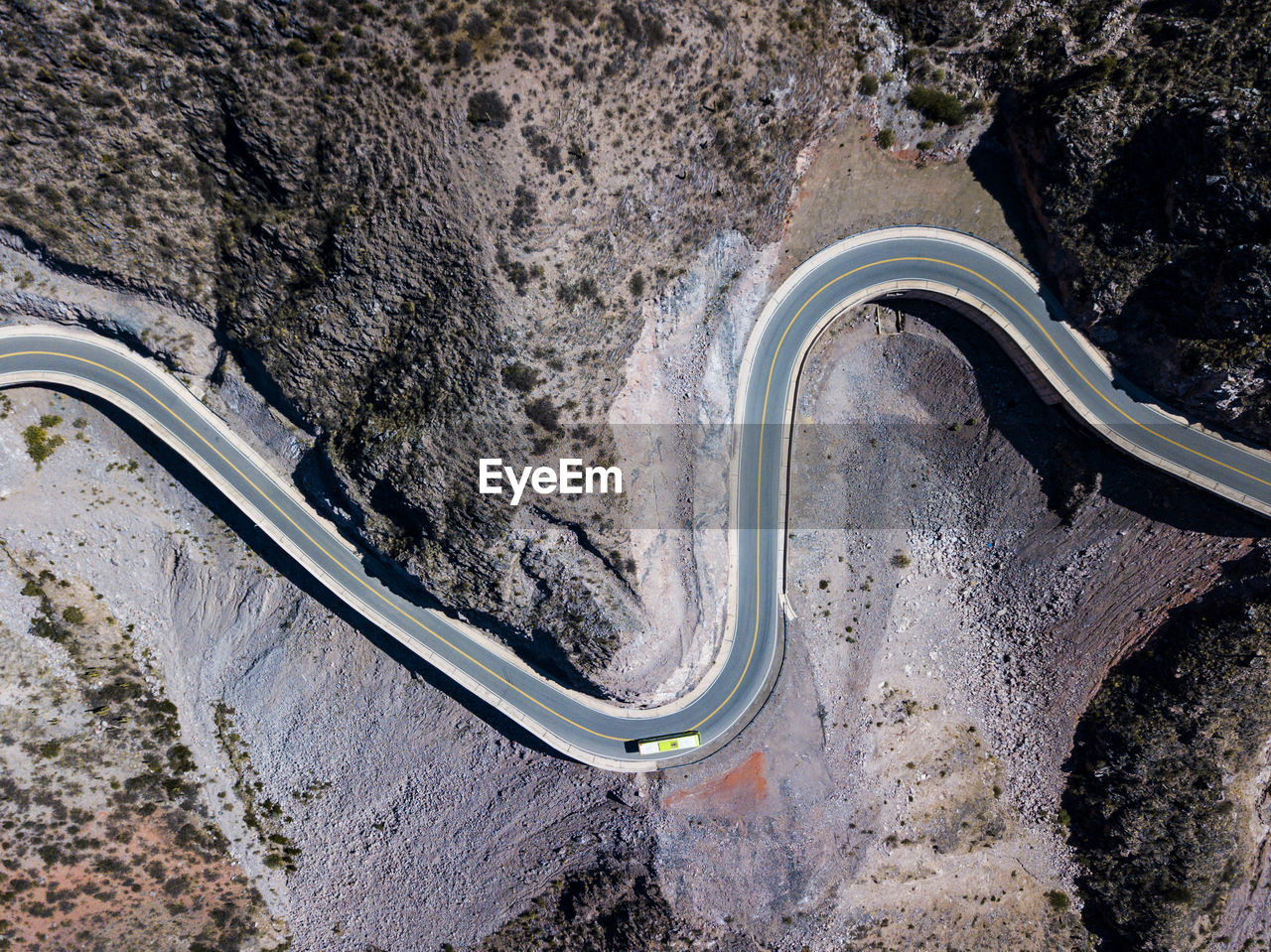 Aerial view of road on mountain