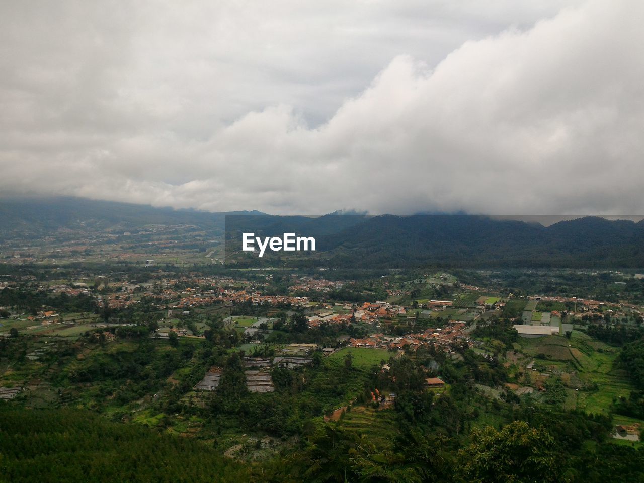 High angle view of valley against sky