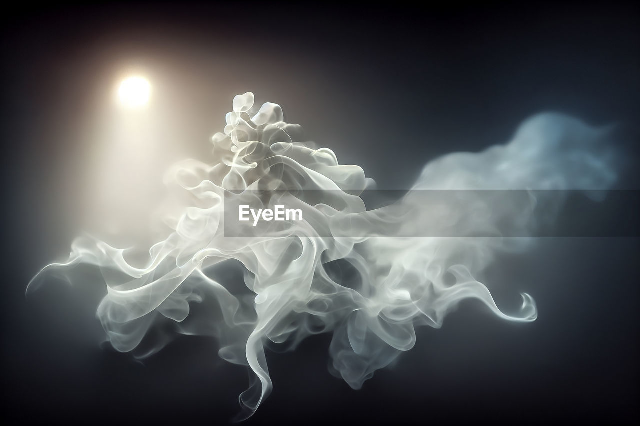 smoke, black background, swirl, font, abstract, no people, motion, cloud, pattern, white, nature, studio shot, black and white, indoors, creativity, burning, light, fog, environment, religion, shape, black, fumes, close-up, sky, ethereal, copy space, spirituality