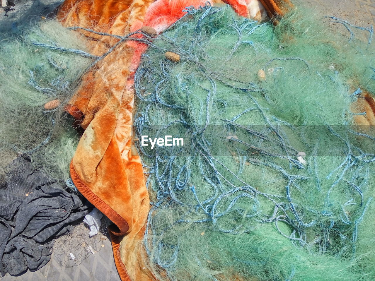 High angle view of fishing nets