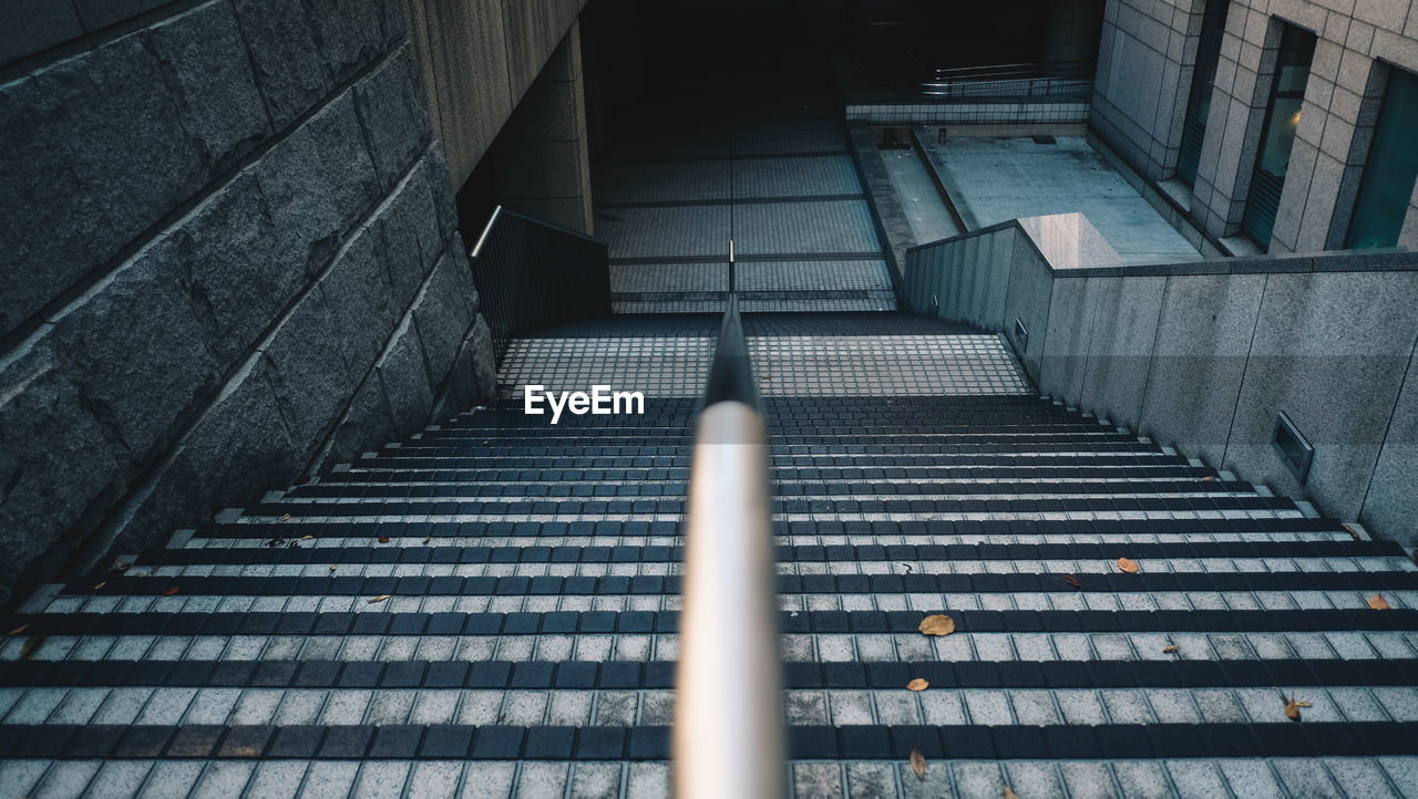 High angle view of empty staircase