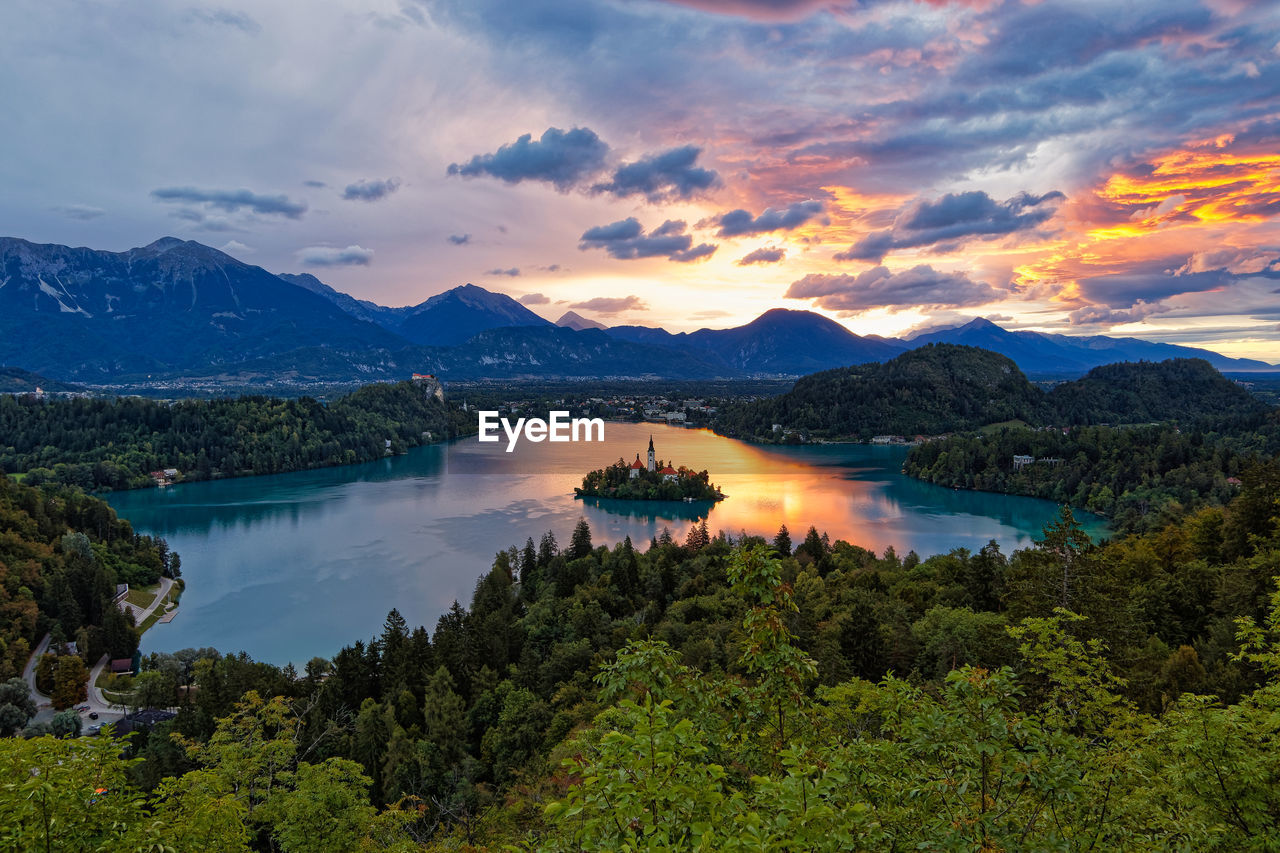 Lake bled at sunrise