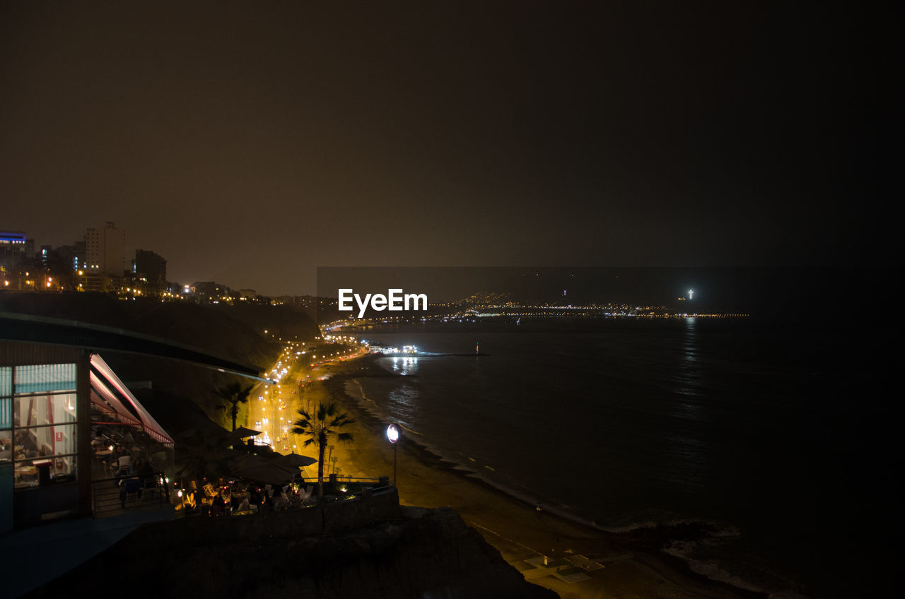 Illuminated cityscape at night