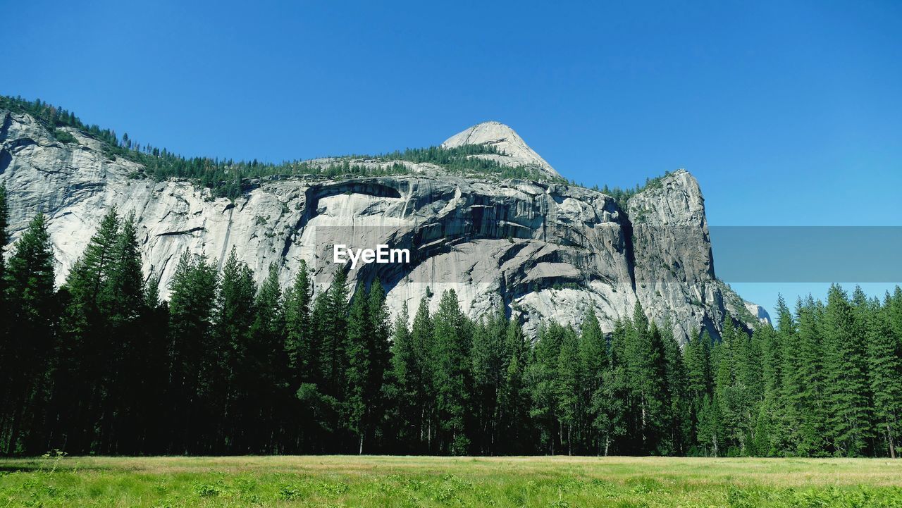 Scenic view of cathedral rocks at yosemite national park against sky