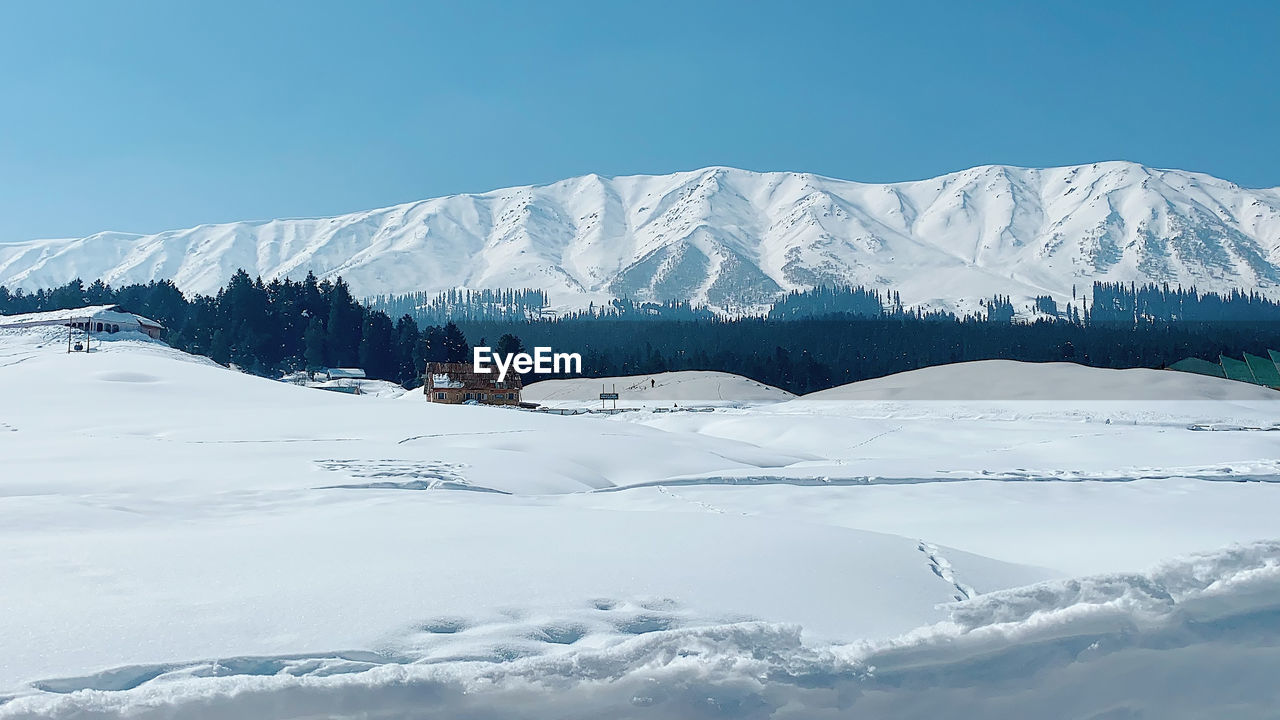 Snow covered mountain against sky