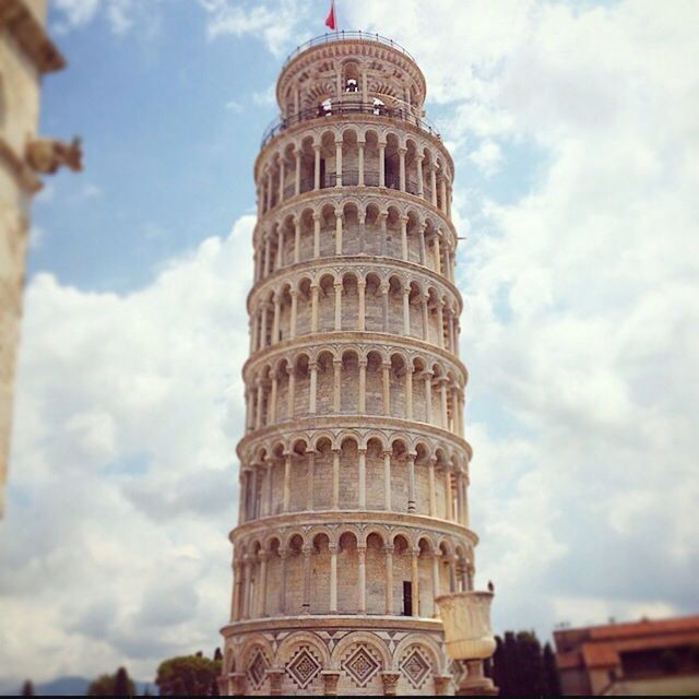 Close-up of leaning tower of pisa