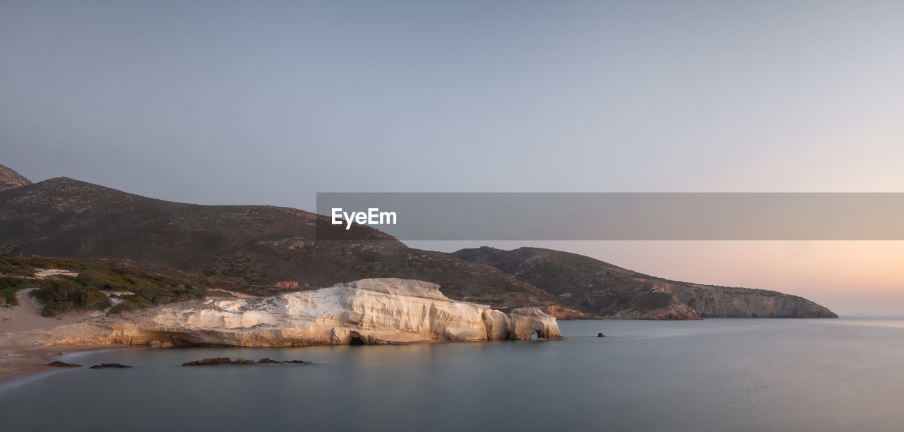Sunset in milos island, cyclades, greece