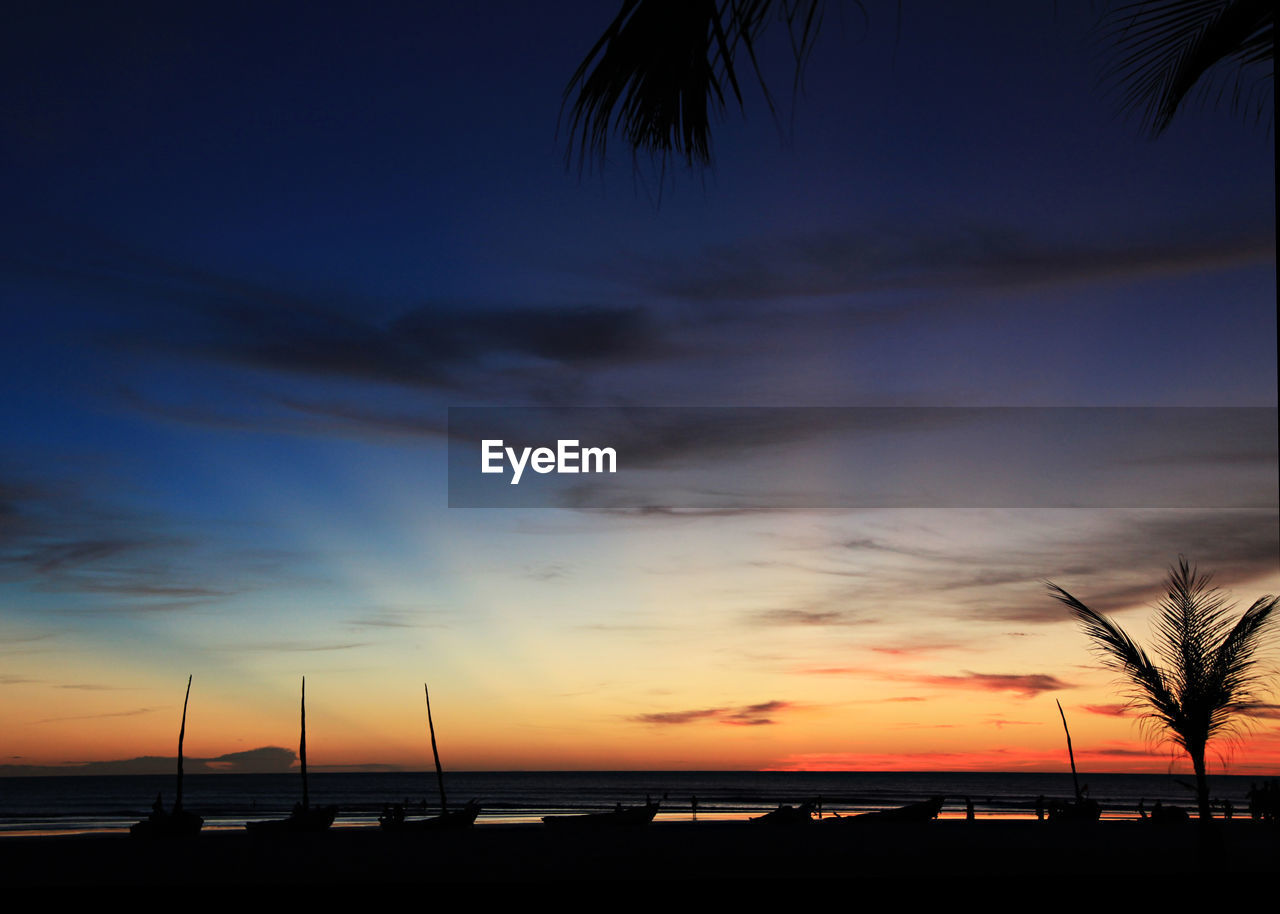 SCENIC VIEW OF BEACH AT SUNSET