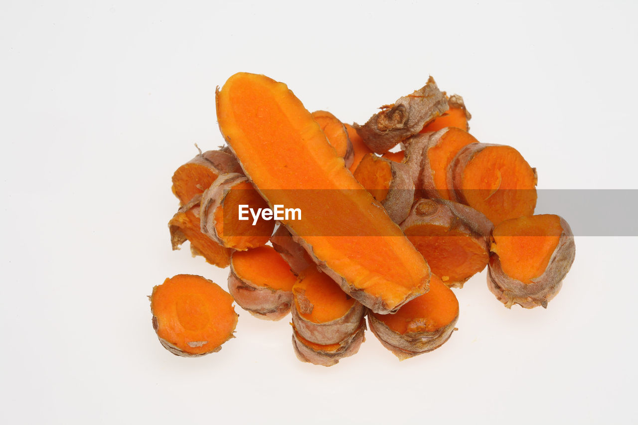 CLOSE-UP OVERHEAD VIEW OF FOOD ON WHITE BACKGROUND