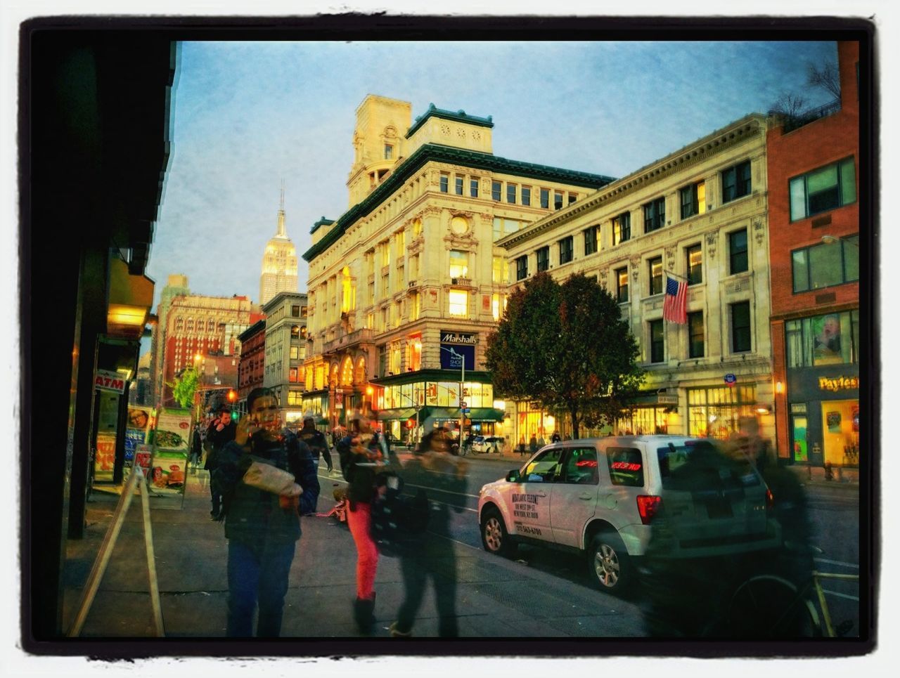 PEOPLE WALKING ON CITY STREET