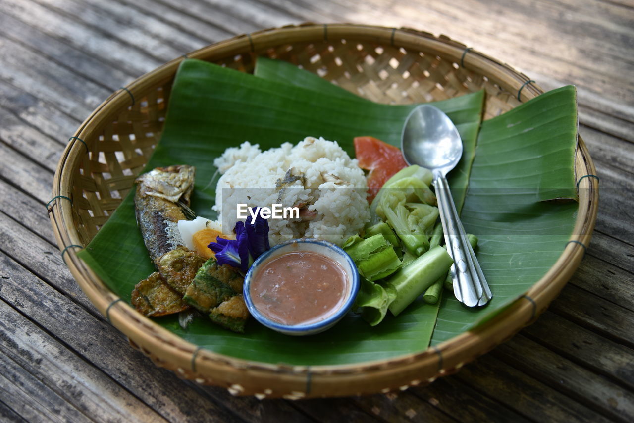 Local food served on table