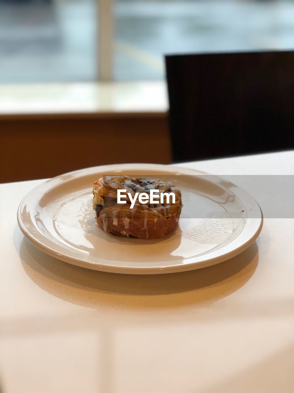 High angle view of dessert in plate on table