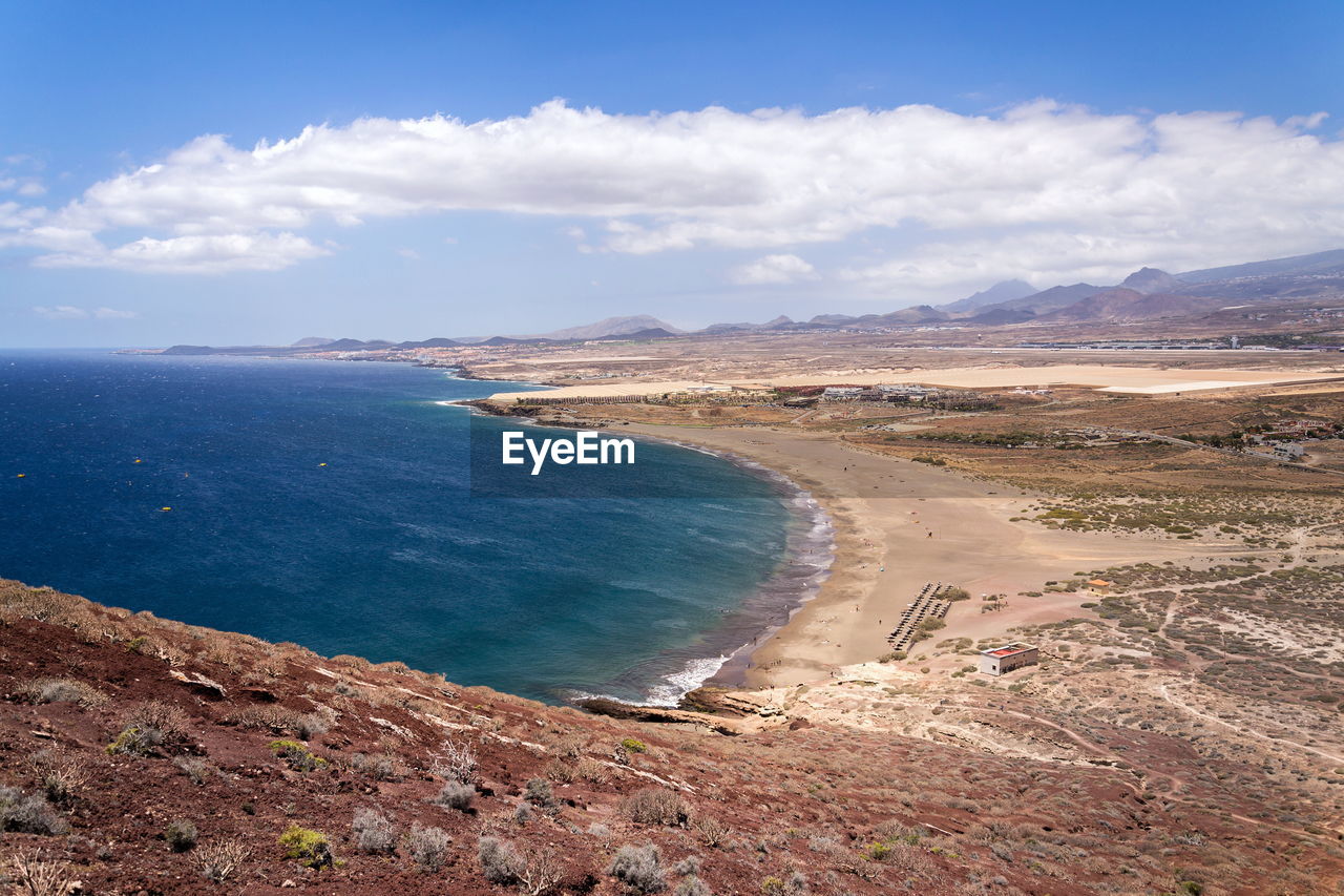 high angle view of beach against sky