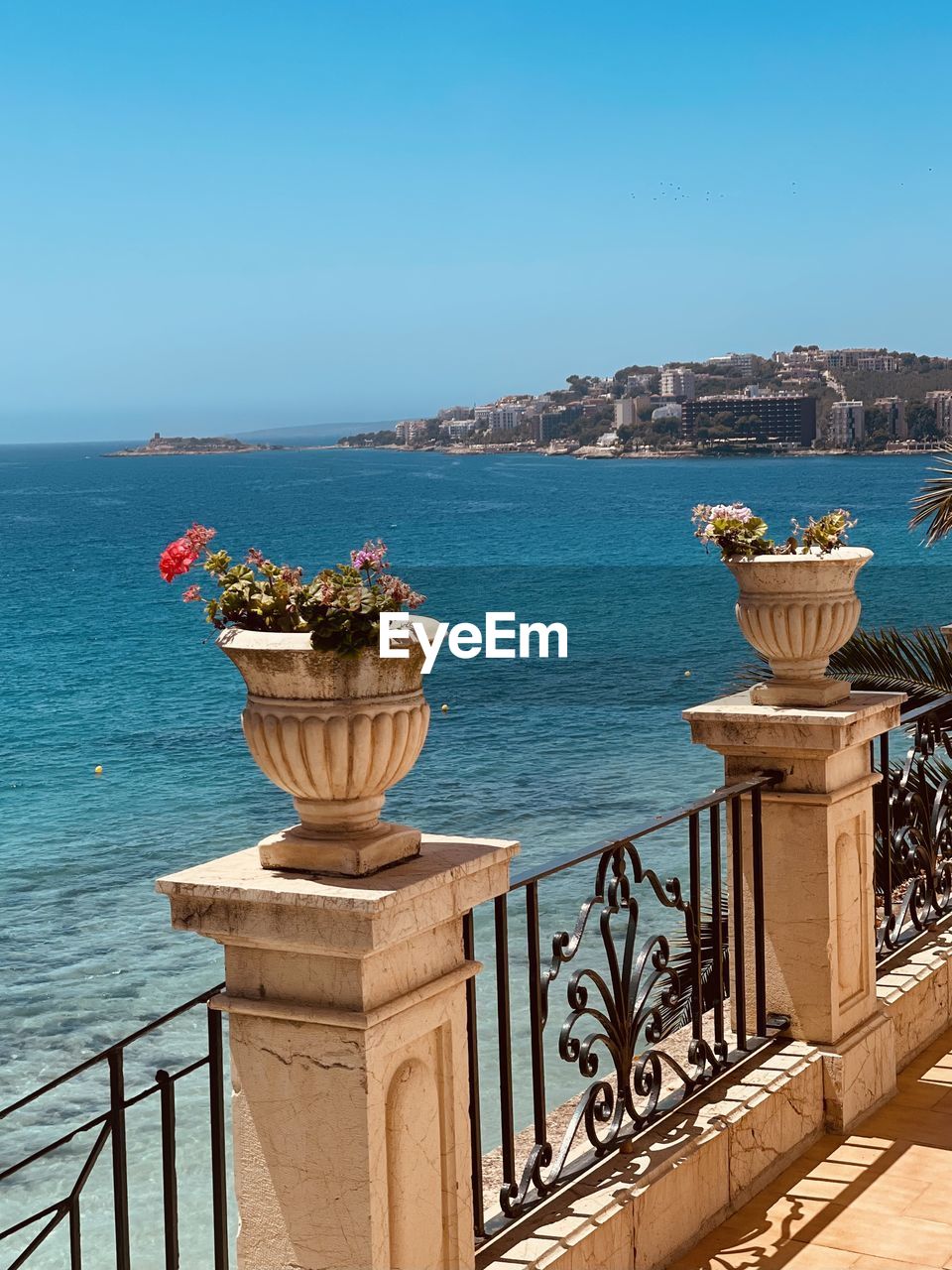 Scenic view of sea against clear sky