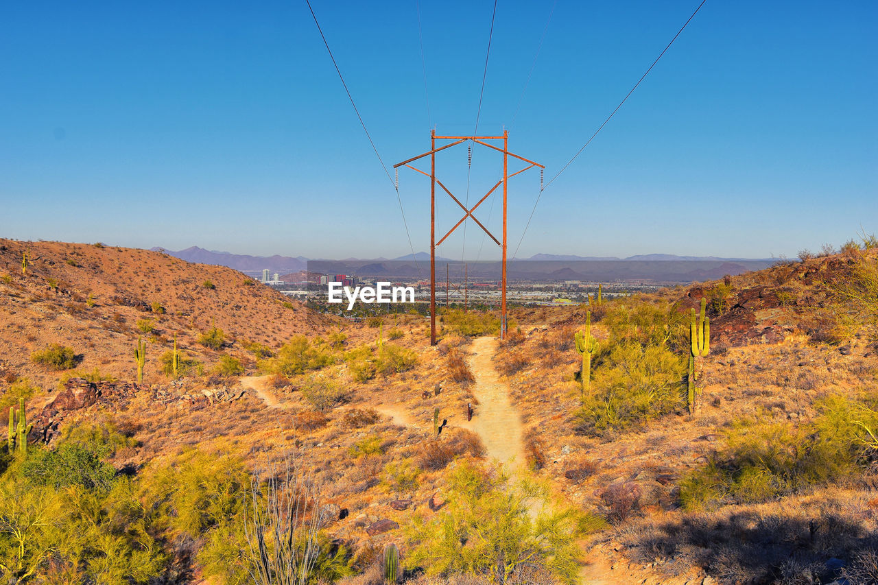 South mountain park preserve views pima canyon hiking trail, phoenix, southern arizona desert. usa