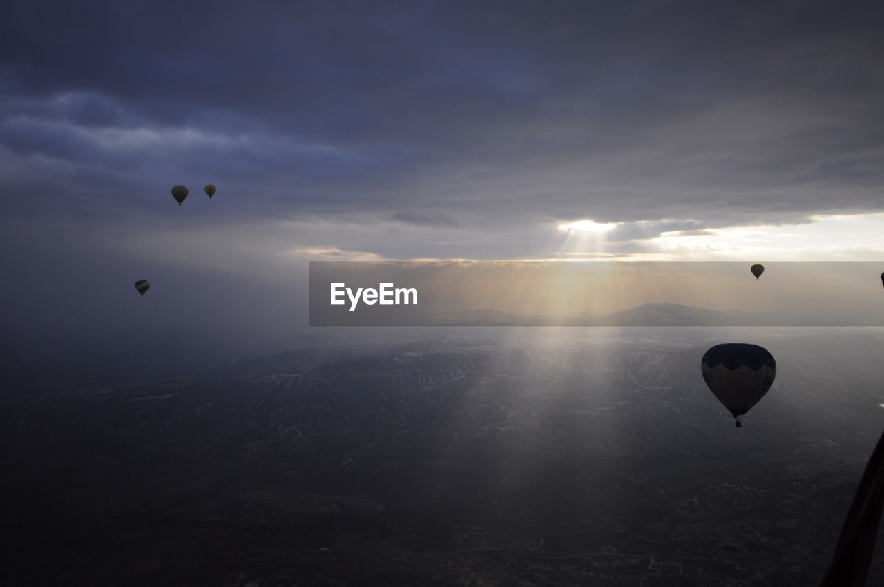 Hot air balloons flying in sky