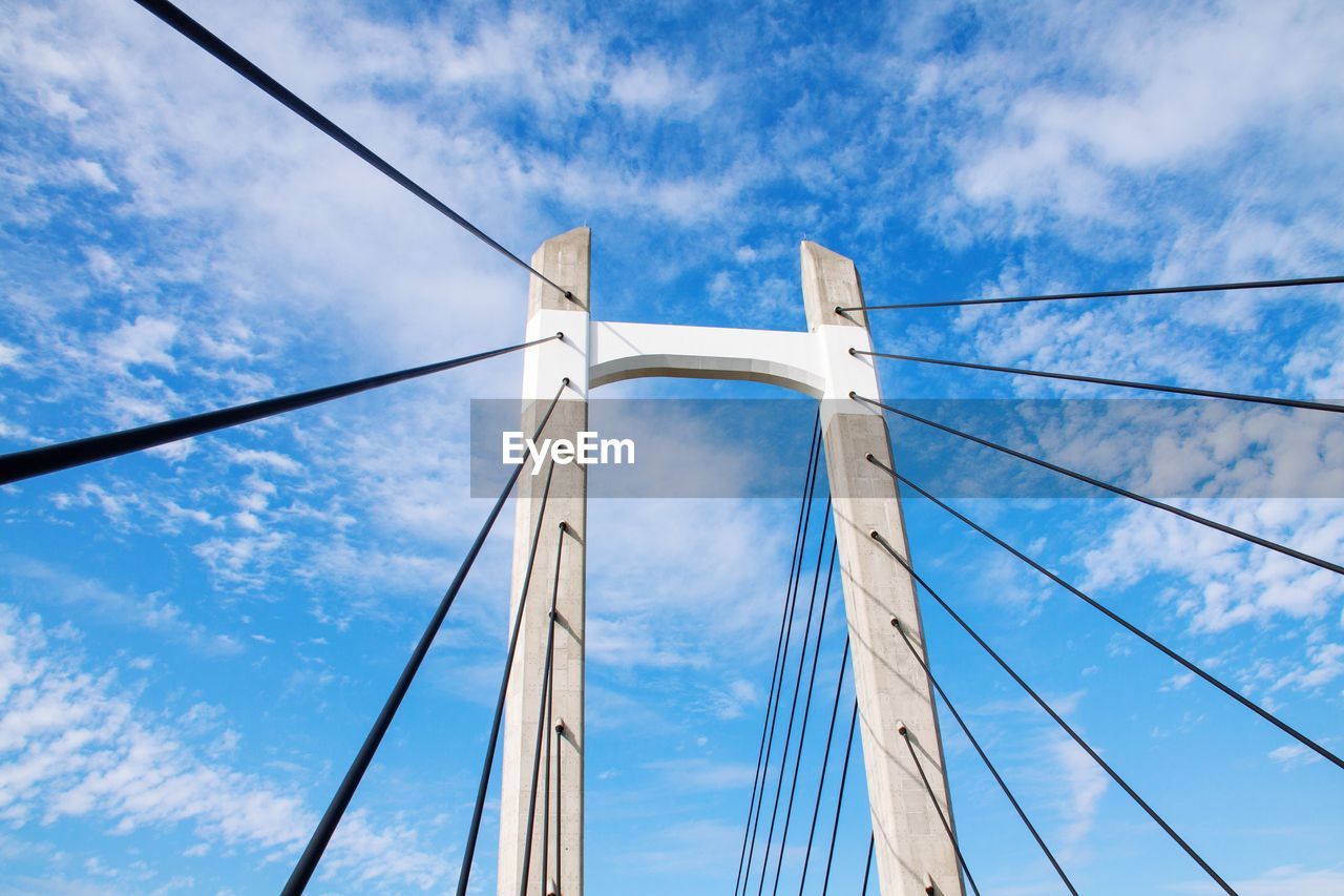 Cable stayed bridge against the blue sky