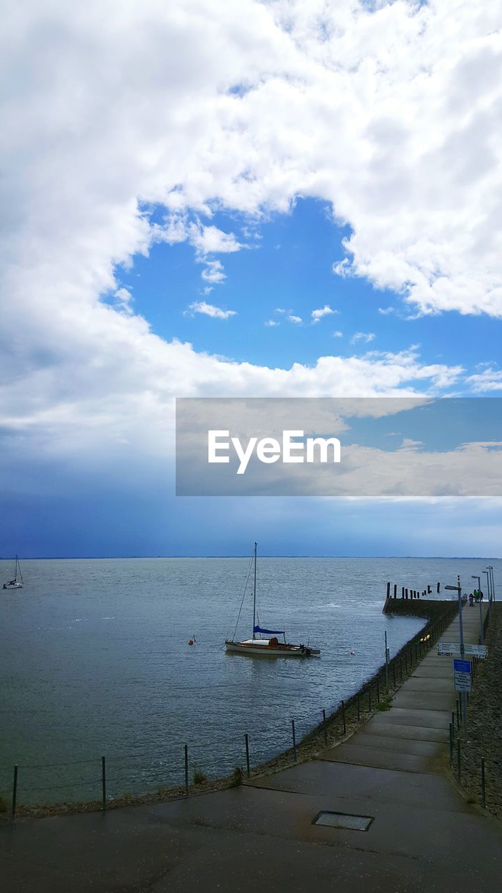 Scenic view of sea against cloudy sky