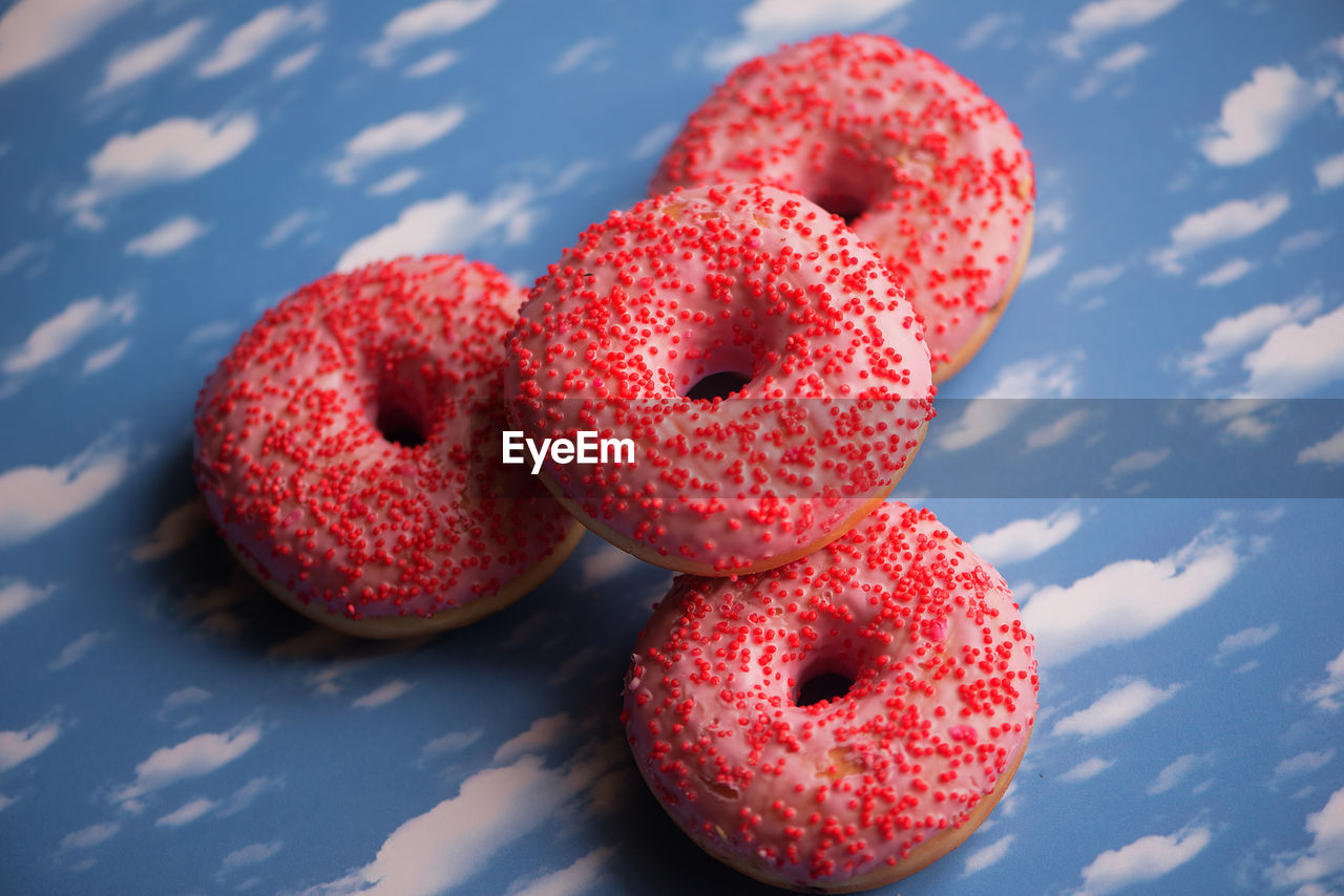 Close-up of donuts on table