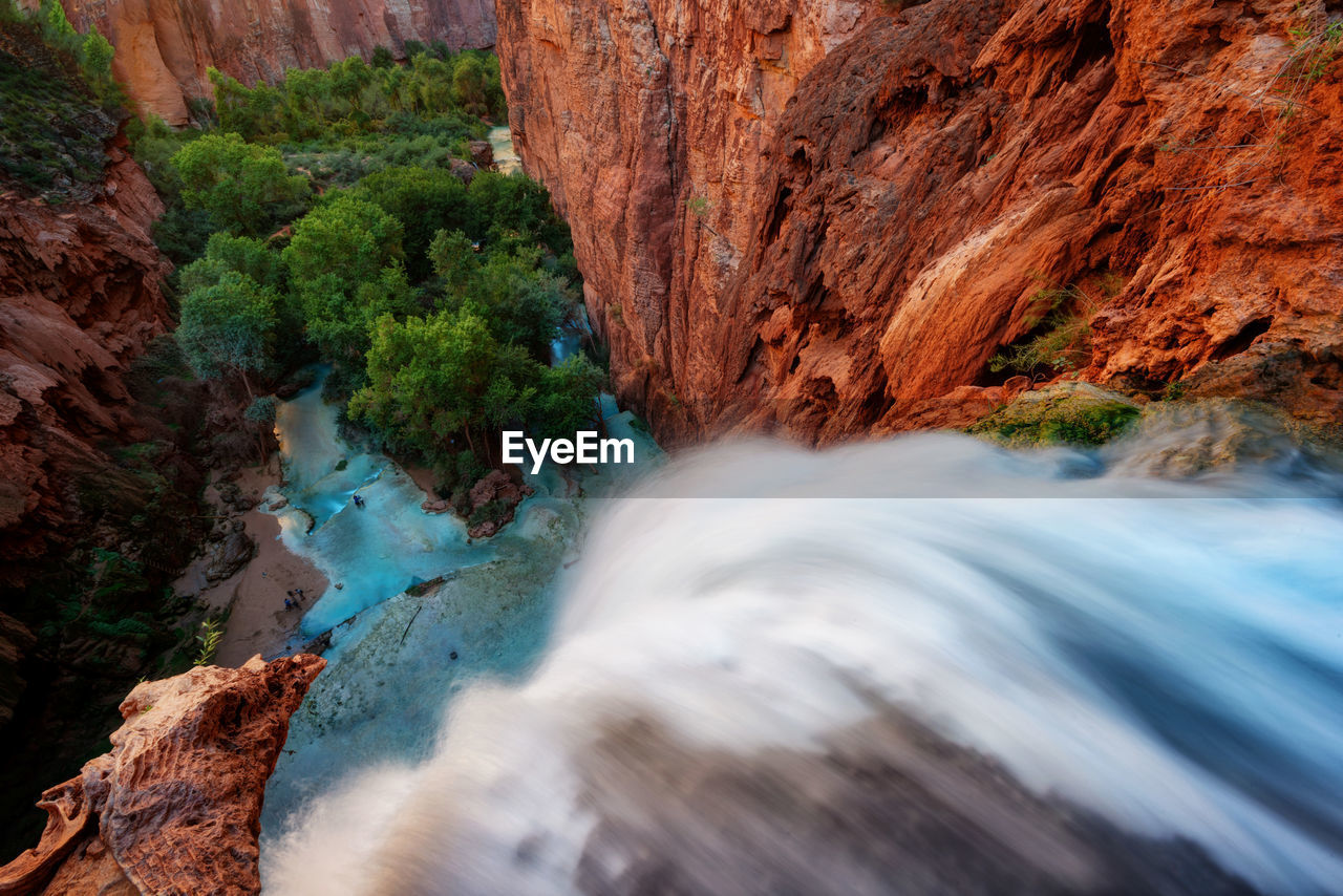 Scenic view of waterfall