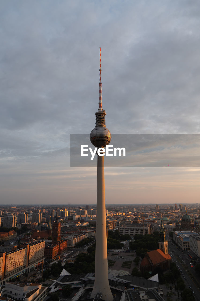 Berlin fernsehturm television tower in alexanderplatz, constructed by the german democratic republic