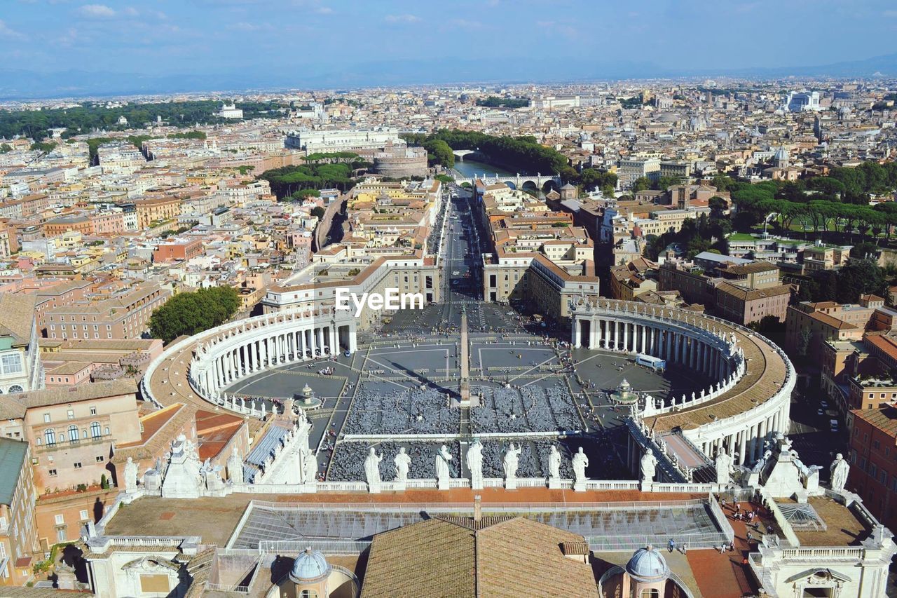 Aerial view of st peters square amidst city 