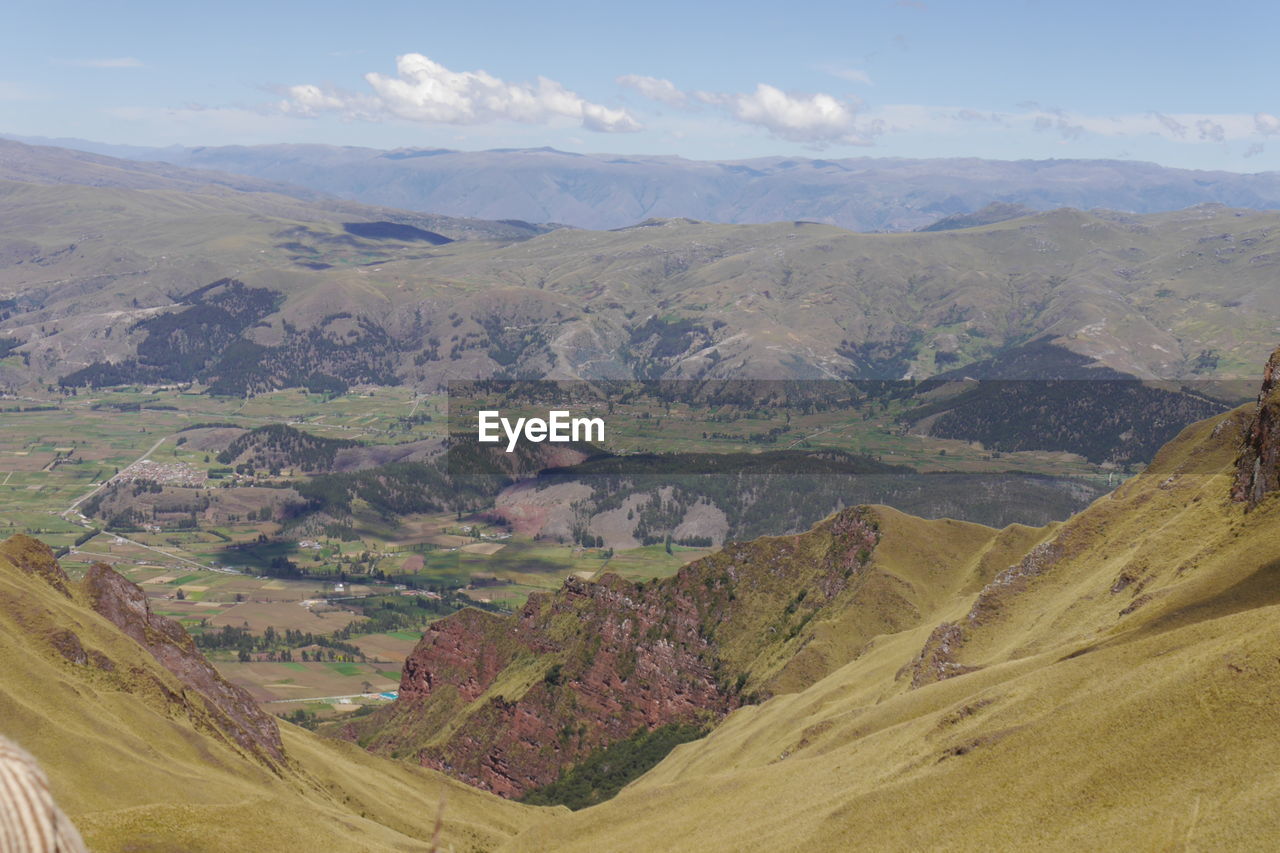 SCENIC VIEW OF LANDSCAPE AND MOUNTAINS AGAINST SKY