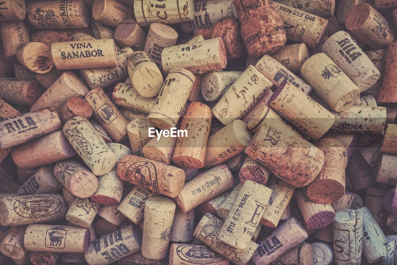 Full frame shot of corks