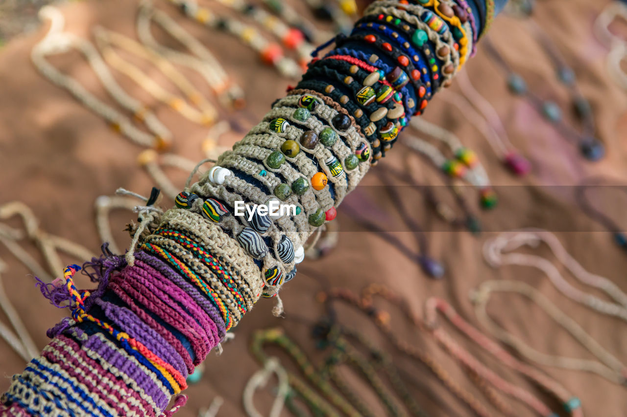 Close-up of multi colored decoration for sale in market