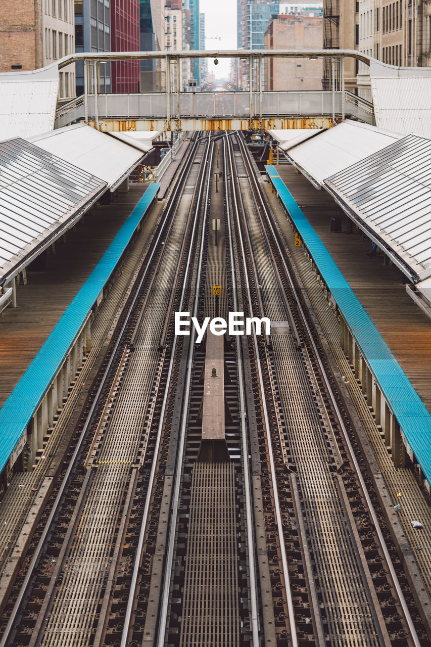 High angle view of railroad station platform