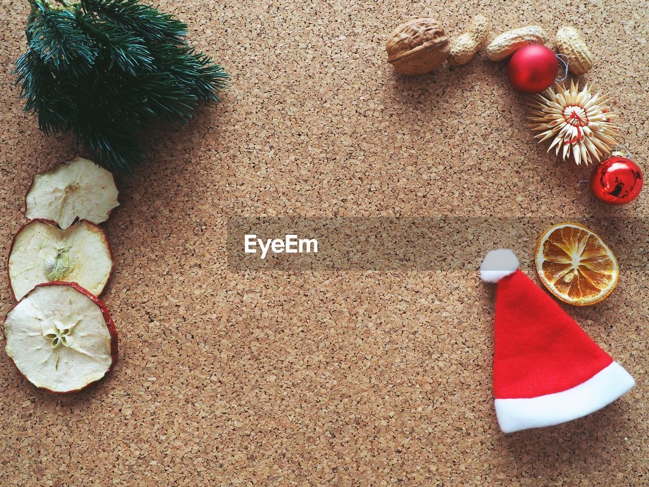 High angle view of christmas decoration on floor