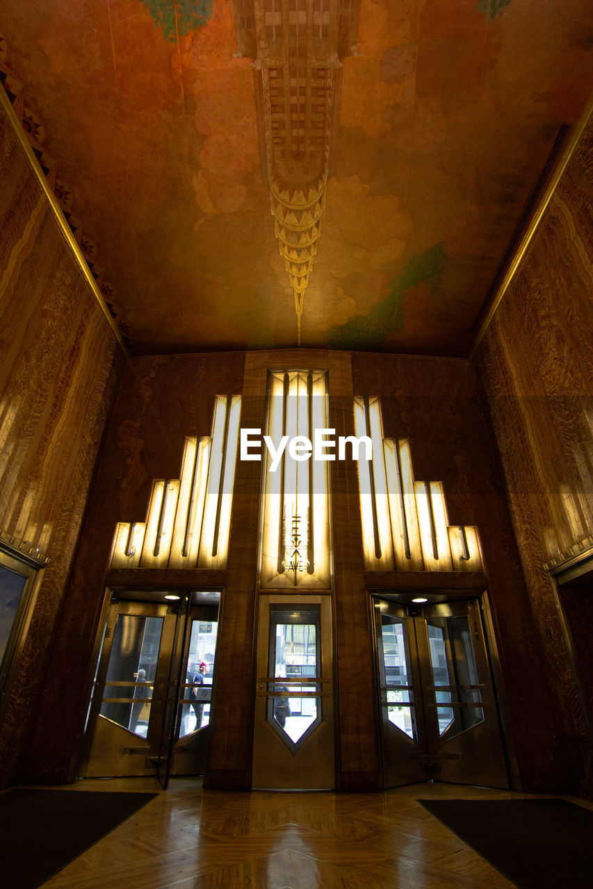 Low angle view of entrance of the chrysler building 
