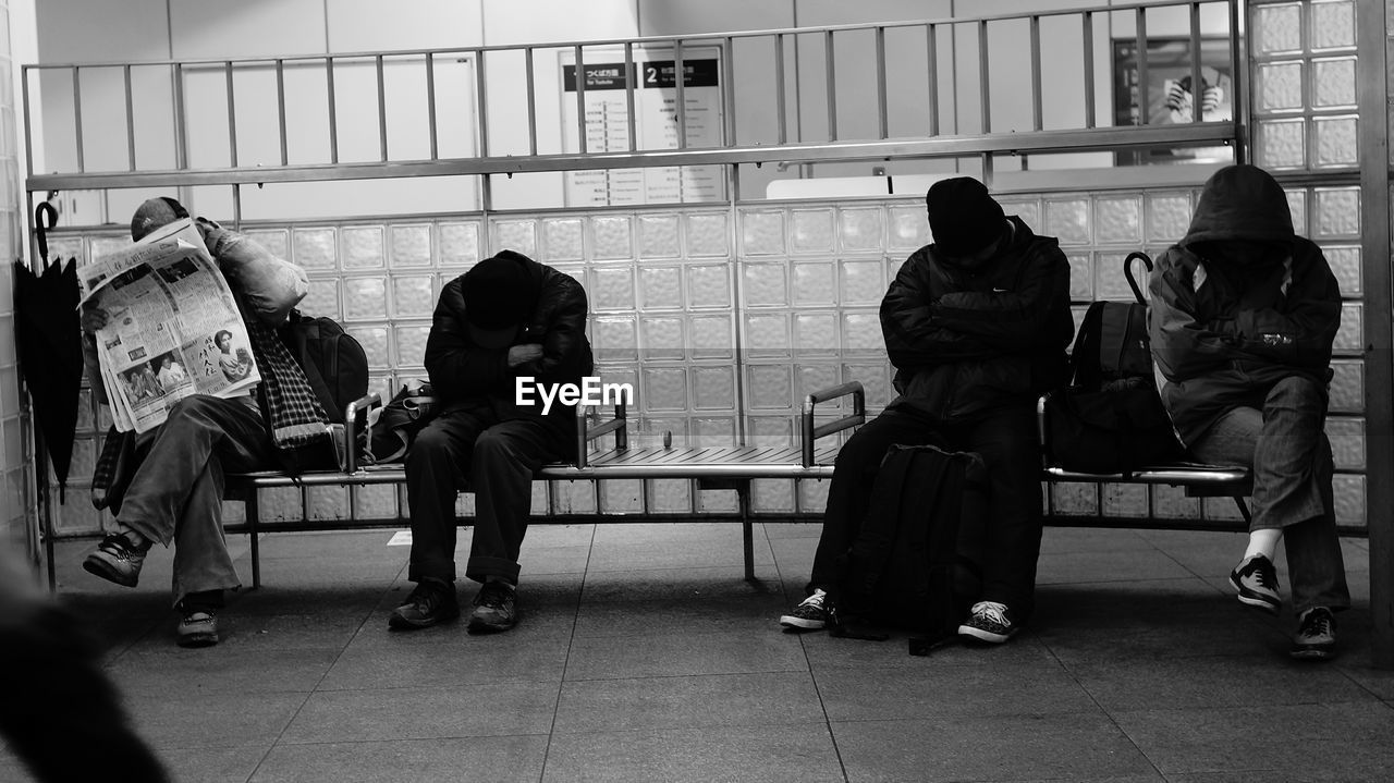 People sitting at asakusa station