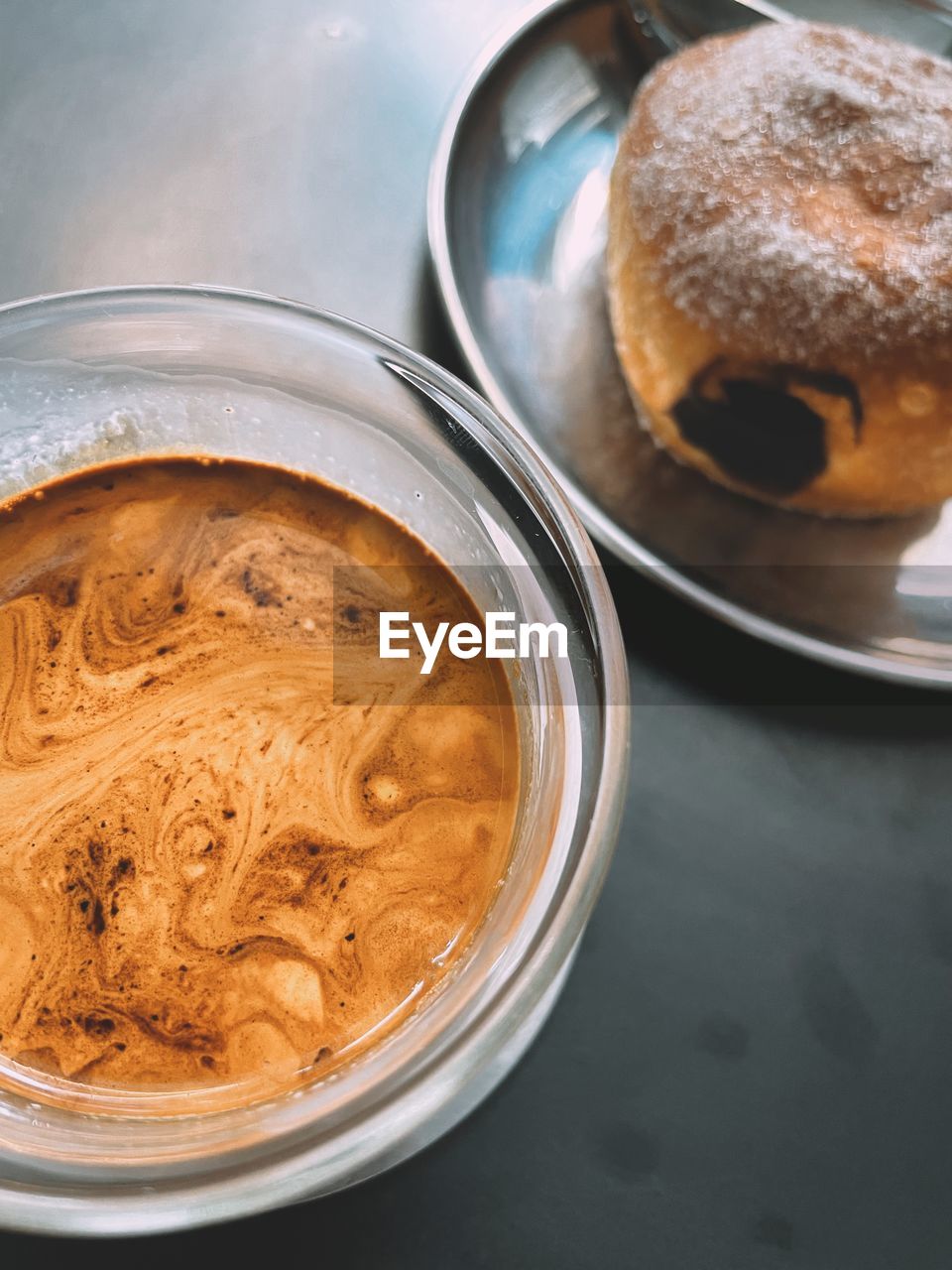 High angle view of coffee on table