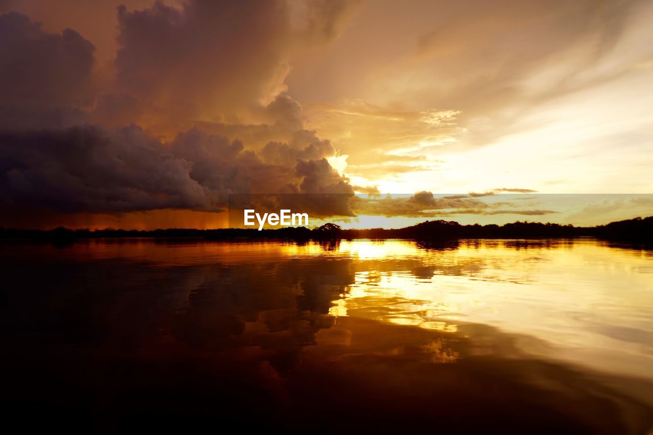 Scenic view of sea at sunset