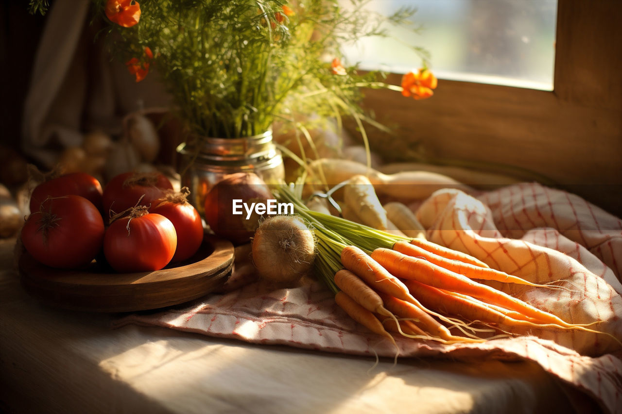 high angle view of food on table