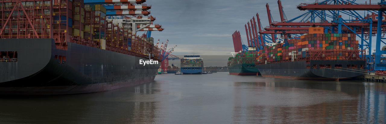 Panorama of a container terminal in the port of hamburg