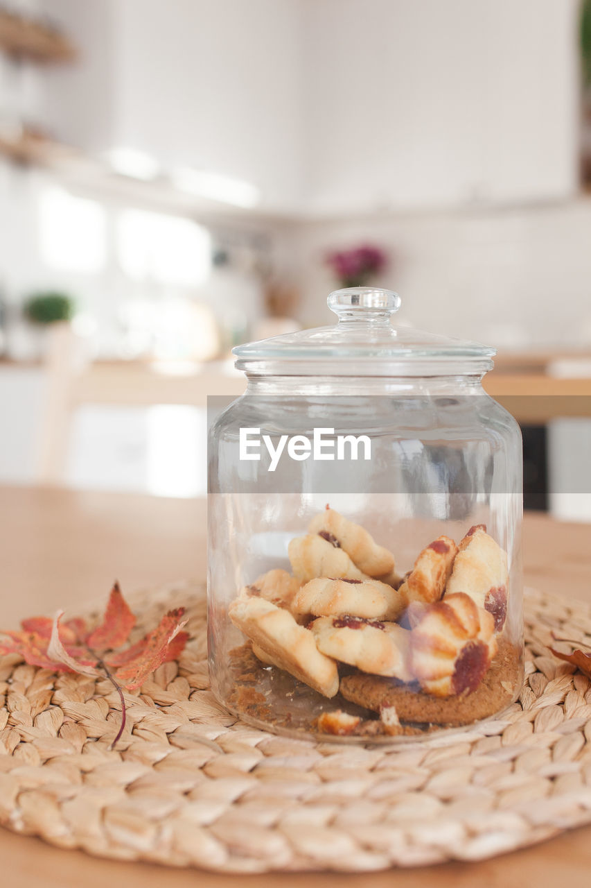 Cookies in a jar on white scandinavian kitchen