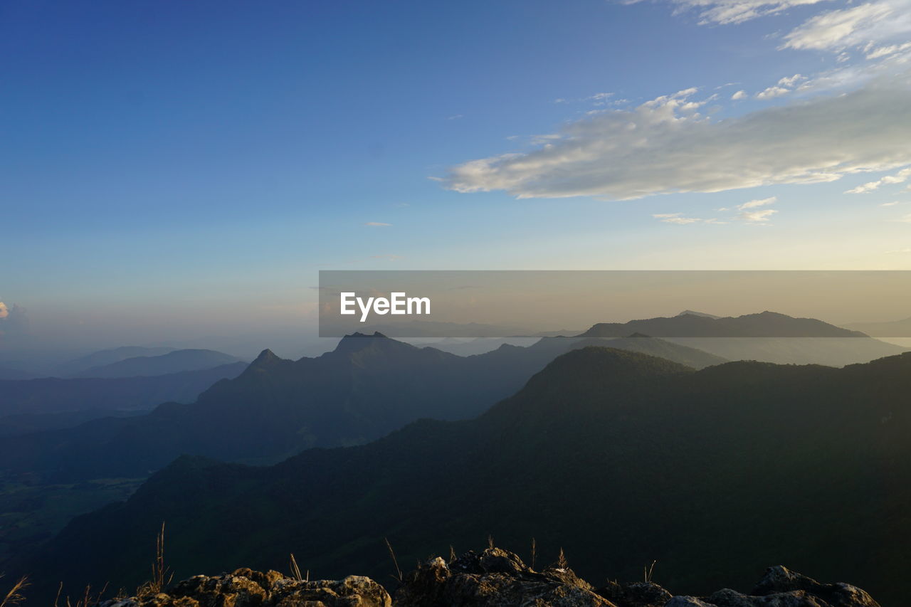 Scenic view of mountains against sky