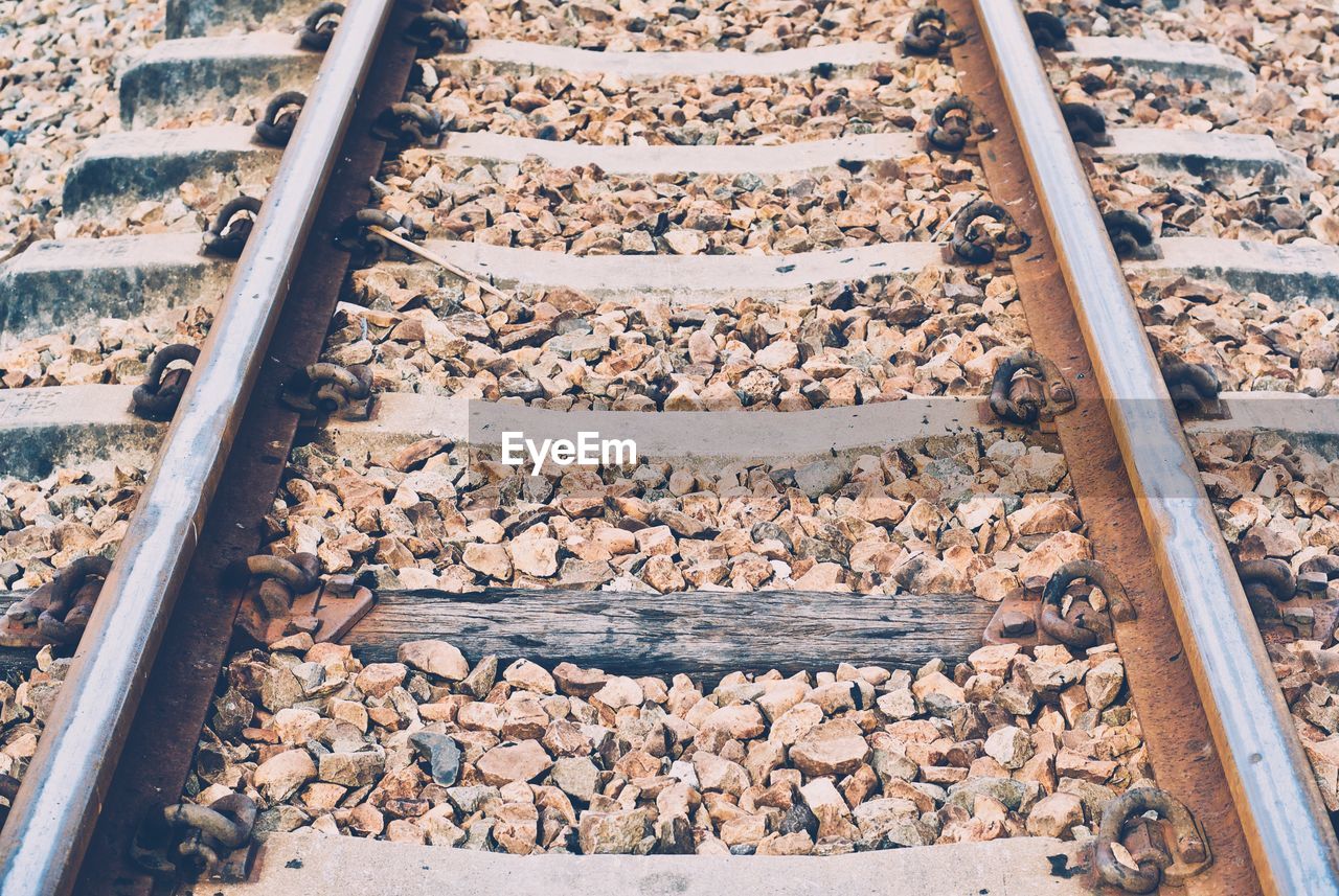 High angle view of railroad tracks