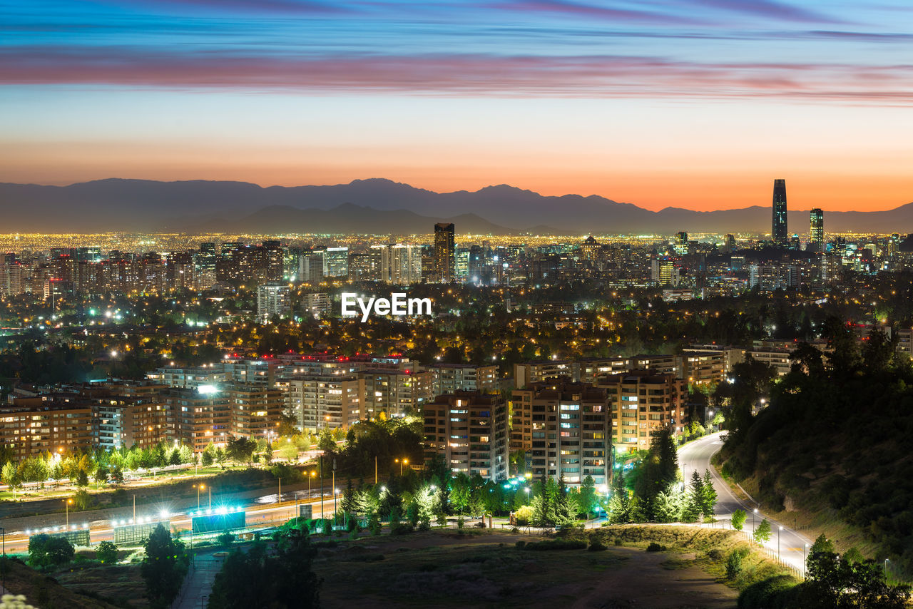 View of santiago de chile with las condes and vitacura districts and the neighborhood of lo curro