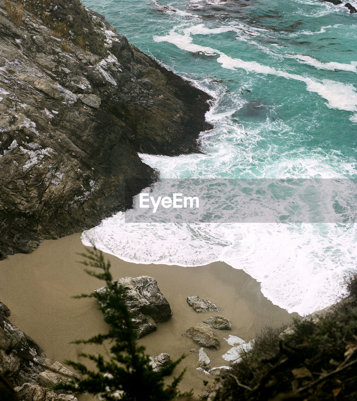 Hidden beach tucked away with pristine sand and beautiful water