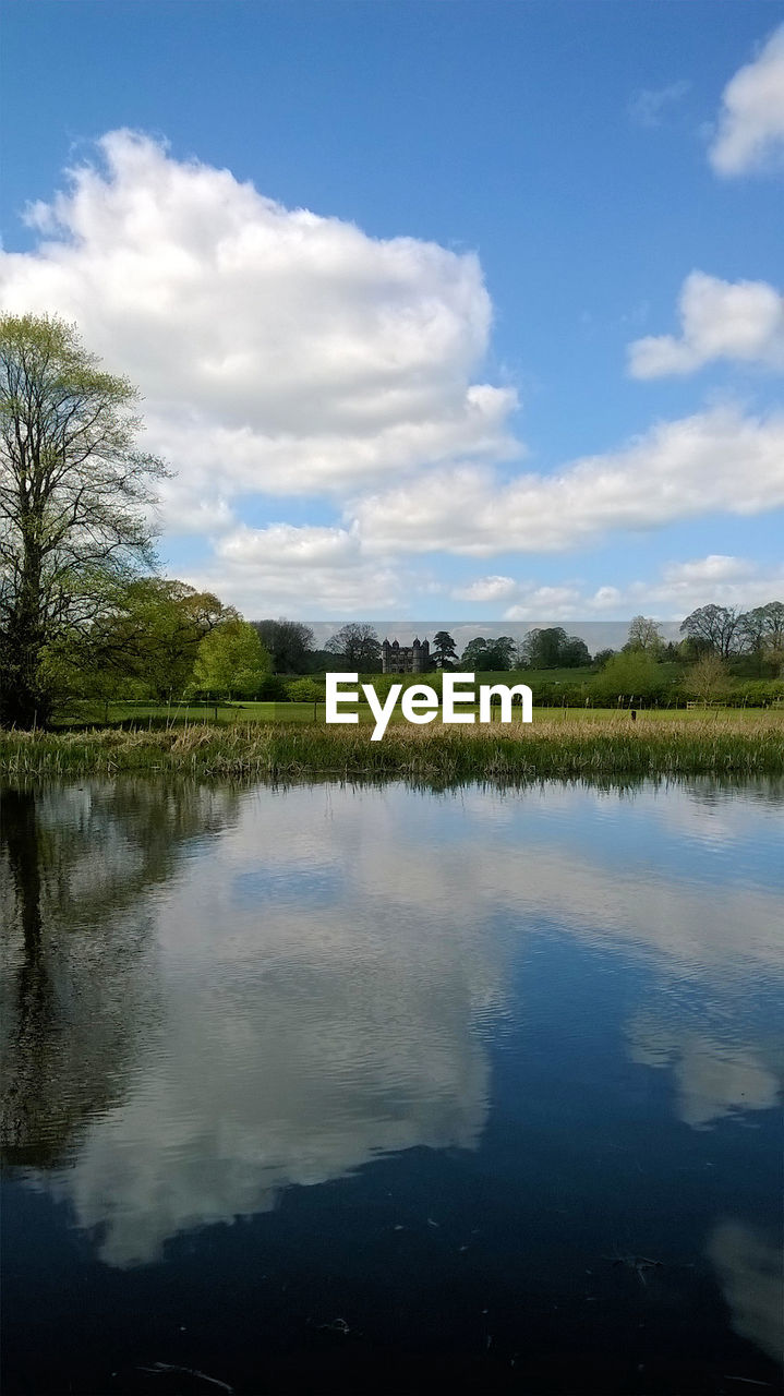 SCENIC VIEW OF LAKE WITH REFLECTION AGAINST SKY