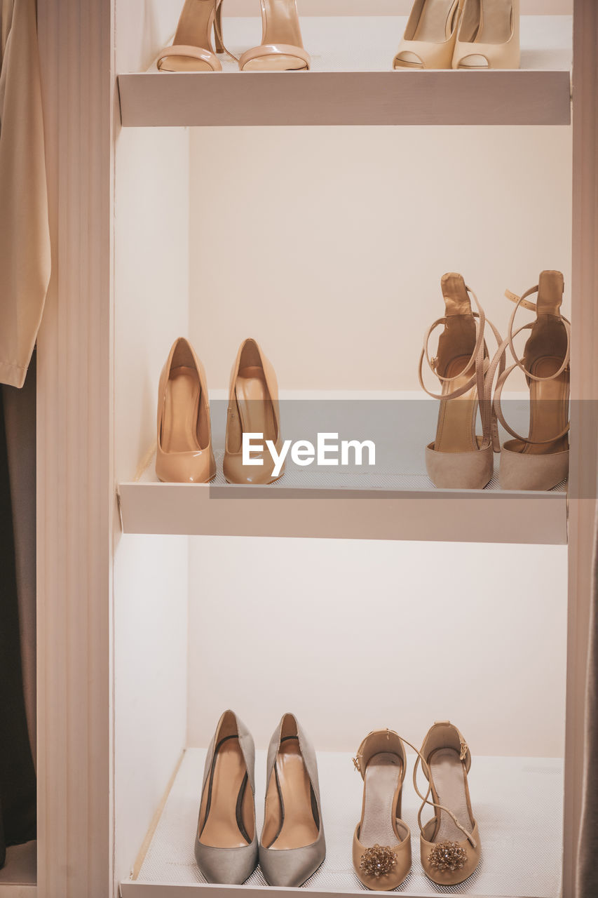 Close-up of shoes on table