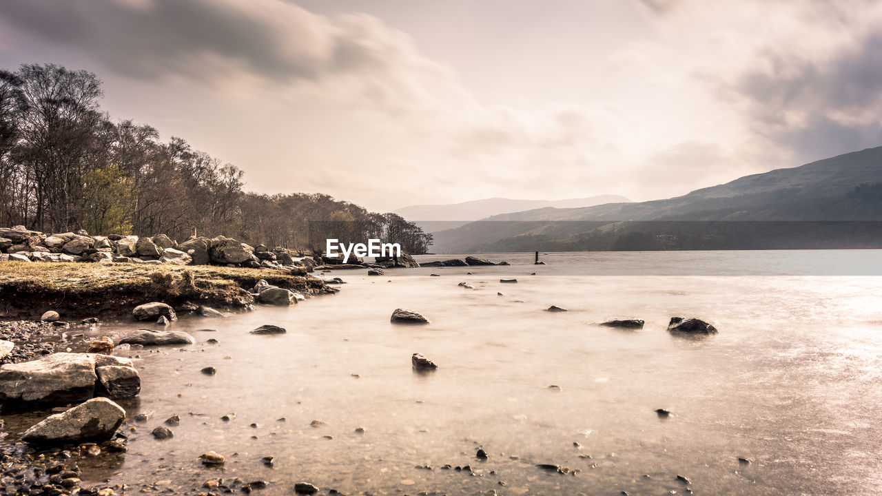 Scenic view of lake against sky