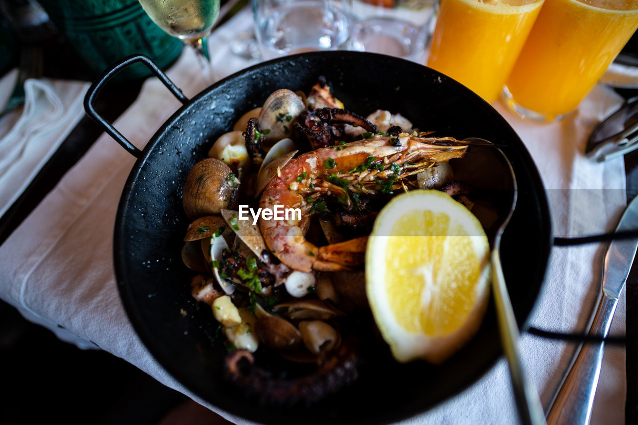 HIGH ANGLE VIEW OF BREAKFAST ON TABLE