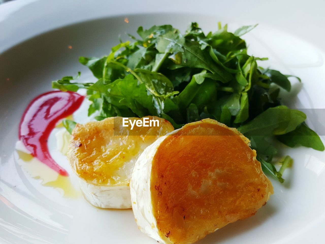 High angle view of fish served in plate on table