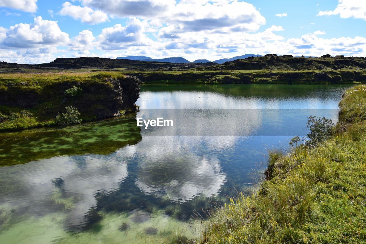 Scenic view of lake against sky