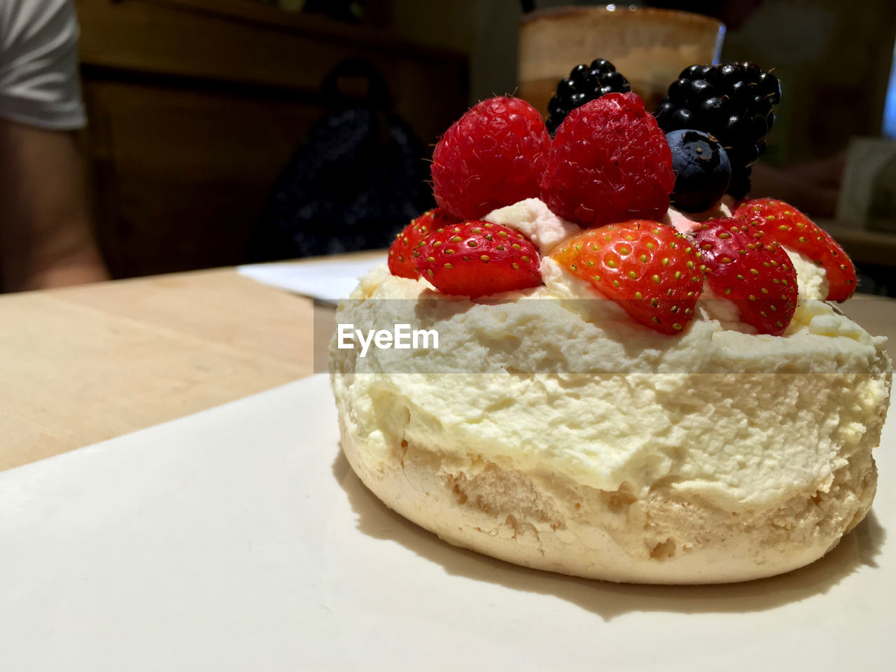 Close-up of dessert in plate on table